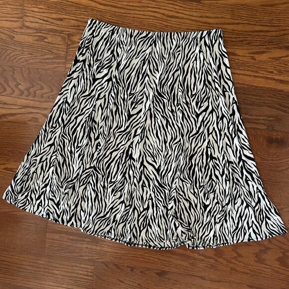 Dialogue Womens Zebra Animal Print Pull On Midi Skirt Size 1X Plus Size - Picture 6 of 7